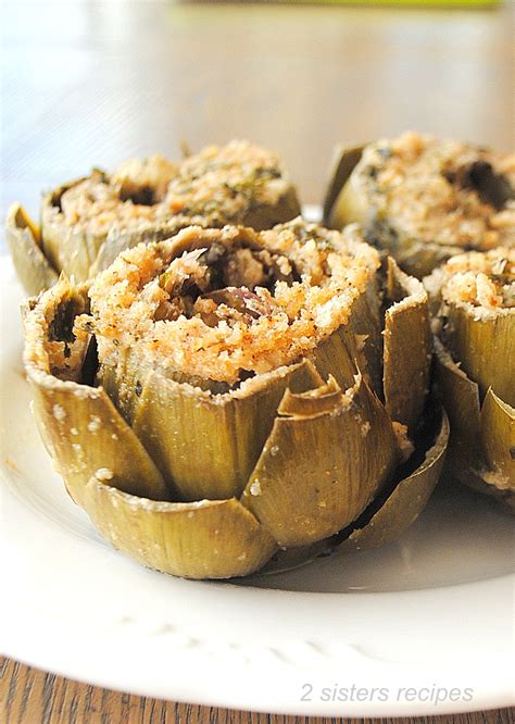 Garlic Stuffed Artichokes Video 2 Sisters Recipes By Anna And Liz