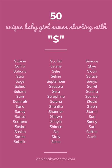 50 Unique Baby Girl Names Starting With S Baby Girl Names Baby