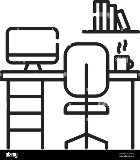 Working Space Black Line Icon Comfortable Personal Space For