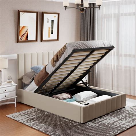 Upholstered Bed Frame Full Size Platform Bed With Headboard Linen