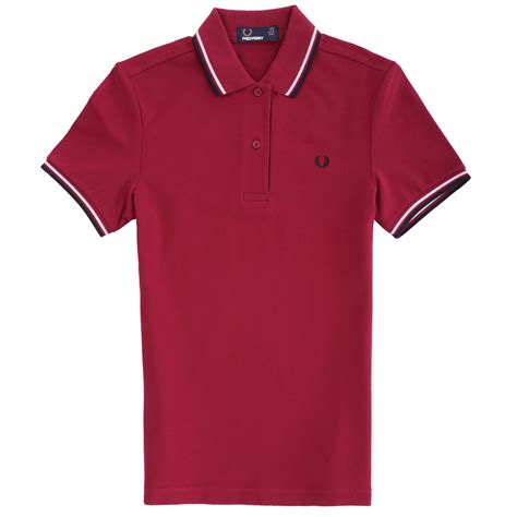 Fred Perry Womens Twin Tip Polo Shirt Claret At Dandy Fellow