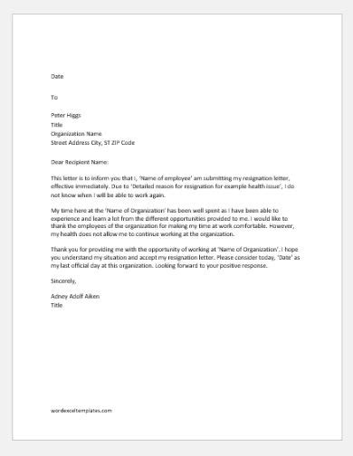 Free 11 Immediate Resignation Letters In Pdf Ms Word