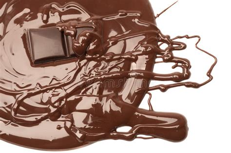 Melted Pieces Of Chocolate Bar In Splash Stock Photo Image Of Cream