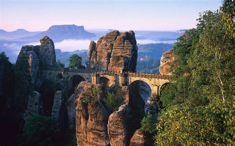 World Beautifull Places Bastei Bridge Amazing Stone Span Germany