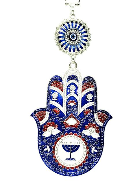 Large Turkish Blue Evil Eye Hamsa Hand Wall Decor Hanging Ornament