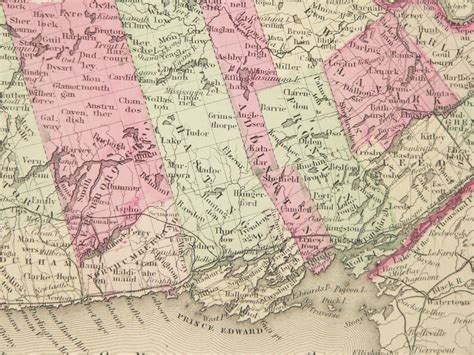 Original Antique Map Of Canada 1864 Johnson Ontario And Etsy