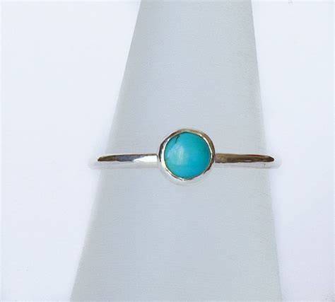 Turquoise Ring Sterling Silver Turquoise Stacking Ring 5mm Etsy