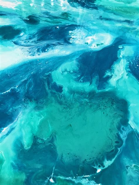 Turquoise Abstract Painting Vibrant Fluid Art Original Acrylic Etsy