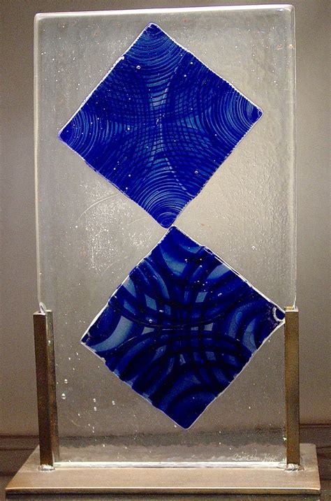 Cast Glass With Blue Diamonds By Dierk Van Keppel Art Glass Sculpture