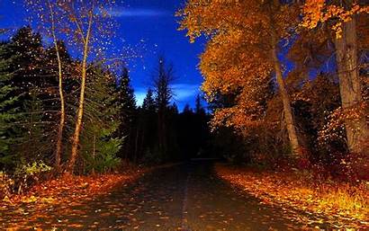Country Road Autumn Fall Nature Night Sky