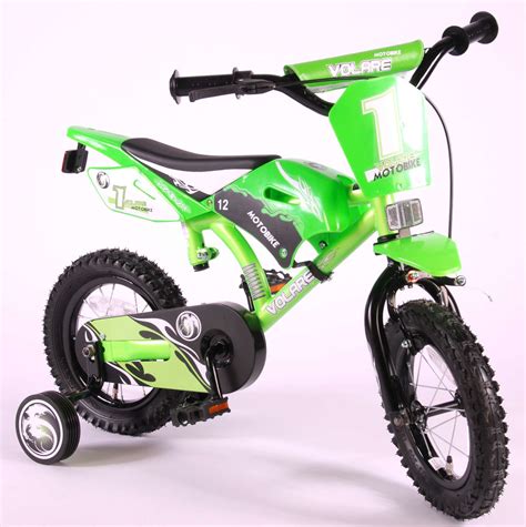 Volare Motobike Childrens Bicycle Boys 12 Inch Green 95 Assembled