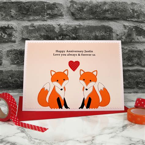 Foxes Personalised Anniversary Card By Jenny Arnott Cards And Ts