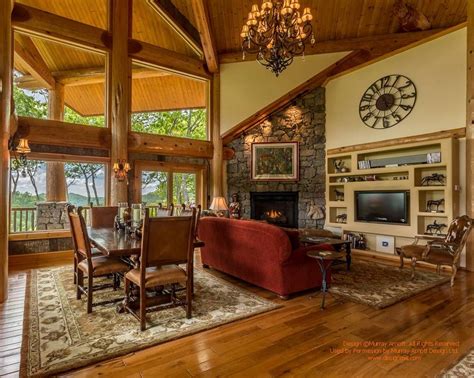 Living Room Of Round Log Post And Beam Home I Designed In North