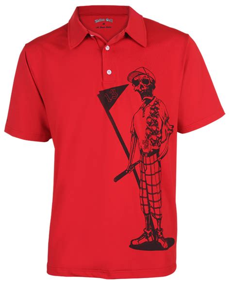 Mr Bones Mens Golf Shirt Red Crazy Golf Polo