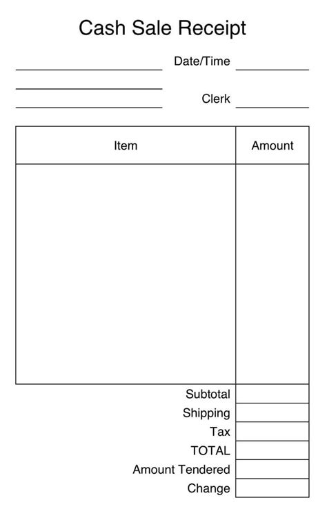 Cash Blank Receipt Template Excel Glamorous Receipt Forms