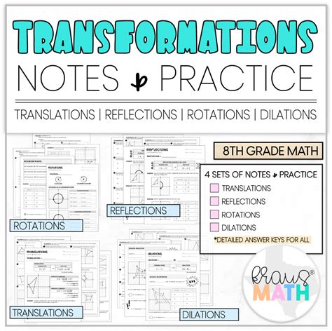 Transformations Notes And Worksheets Grade 8 And Geometry Kraus Math