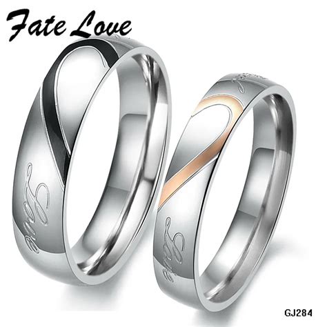 Fate Love His And Hers Promise Ring Sets Korean Couple Stainless Steel