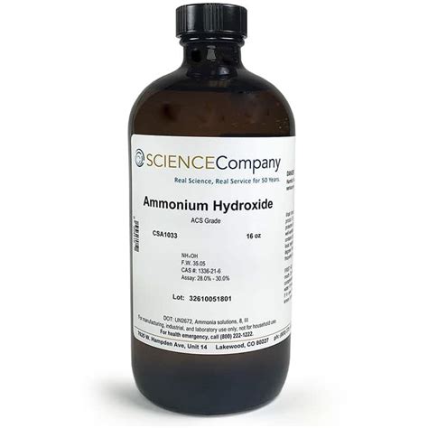 Ammonium Hydroxide 16oz Industrial Strength 28 To 30 Acs