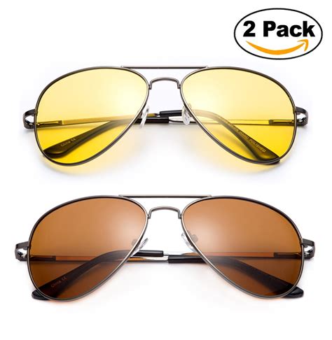 polarized night vision driving glasses yellow amber lens and day time driving sunglasses copper
