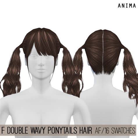 Ts4 F Double Wavy Ponytails Hair P Wavy Ponytail Ponytail