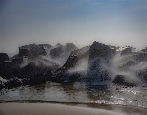 Waves Crashing Over Rocks Free Stock Photo Public Domain Pictures
