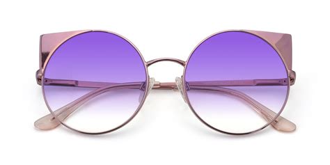 pink hipster cat eye round gradient sunglasses with purple sunwear lenses ssr1955