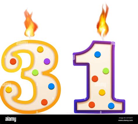 Thirty One Years Anniversary 31 Number Shaped Birthday Candle With
