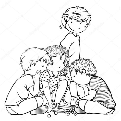 Una selección de juegos tradicionales para niños y niñas. Grupo de niños jugando a las canicas - juegos ...
