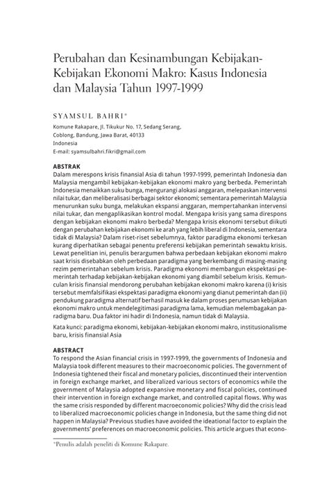 Jurnal ekonomi malaysia (jem) is a scopus indexed peer reviewed journal published by ukm press (penerbit ukm), universiti kebangsaan malaysia. Laporan Ekonomi Malaysia 2002 Hingga 2012