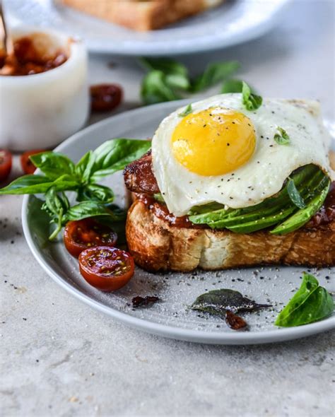 Avocado Bacon And Egg Toast With Quick Tomato Jam How Sweet Eats
