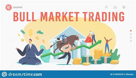 People Trading On Bull Stock Market Landing Page Template Brokers Or