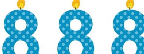 Cerulean Blue Polka Dot Birthday Candle Number 8 Cut Out