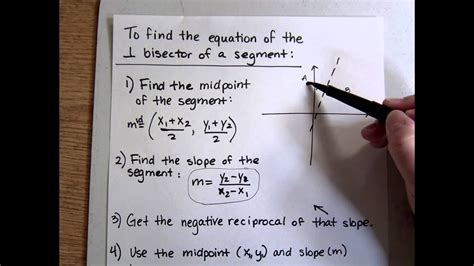 how to find the equation of a perpendicular bisector in the coordinate plane youtube
