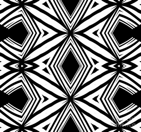 Geometric Pattern Black White Artwork Print No208 Digital Art By