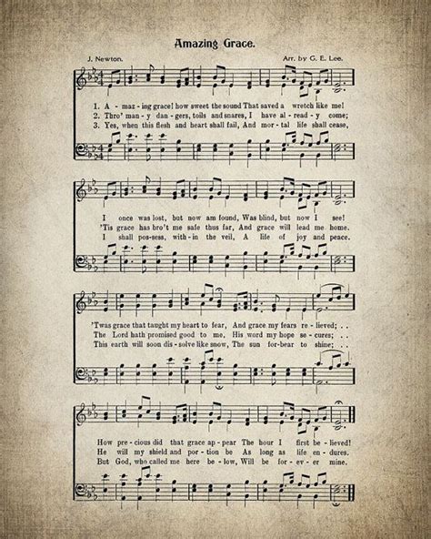 Amazing Grace Hymn Print Sheet Music Art Hymn Art Hymnal Etsy Print