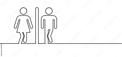 Rcartoon Stick Figures Or Stickman And Toilet Logo Restroom Or