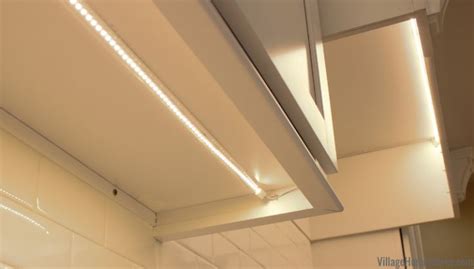 Installed Tape Lighting Example Under A Cabinet At A Kitchen Remodel