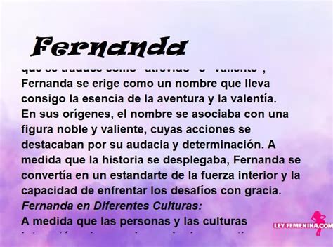significado del nombre Fernanda Ley Femenina Frases Para Mujeres Imágenes