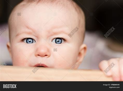 Crying Baby Girl Blue Image And Photo Free Trial Bigstock