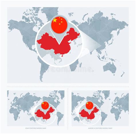Magnified China Over Map Of The World 3 Versions Of The World Map With