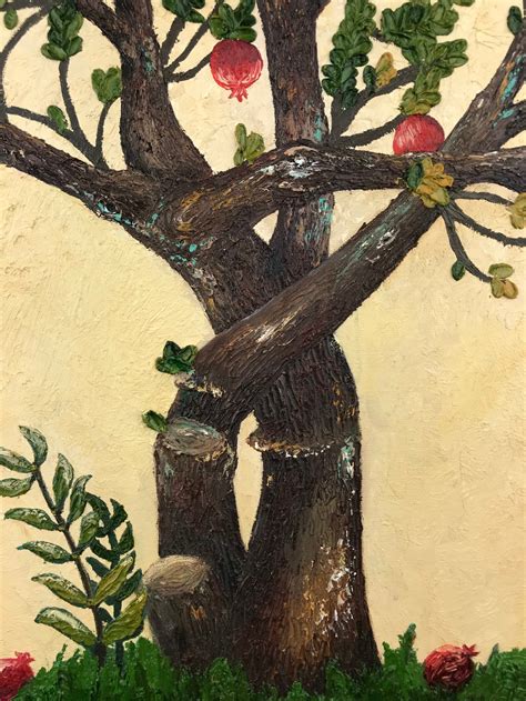 Pomegranate Tree Oil Painting Original Pomegranate Palette Etsy