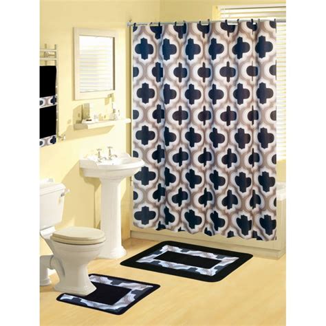 Boutique Deluxe Shower Curtain And Bath Rug Set 17 Piece Bath Set Tanga