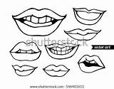 Vector Lips Coloring Drawing Tooth Kissing Sketch Illustration Shutterstock Bandit Isolated Woman Comics Template sketch template