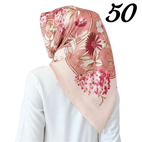 Tudung Satin Silk Corak Scarf Pattern Tudung Bawal Bidang 43 Printed Hijab Ready Stock Malaysia