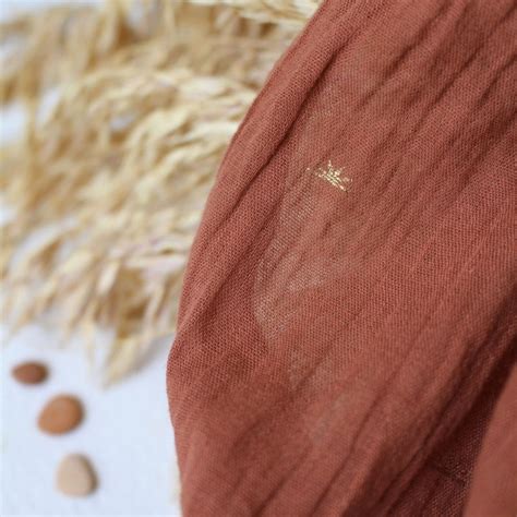Cotton Crepe Fabric Atelier Brunette Sunset Chestnut X10cm Perles