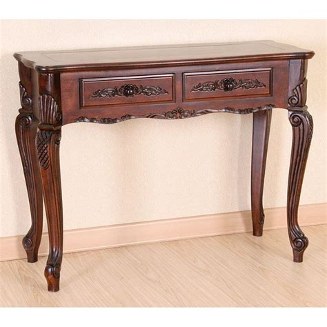 Victorian Wood Console Table 2 Drawers Queen Anne Style Victorian