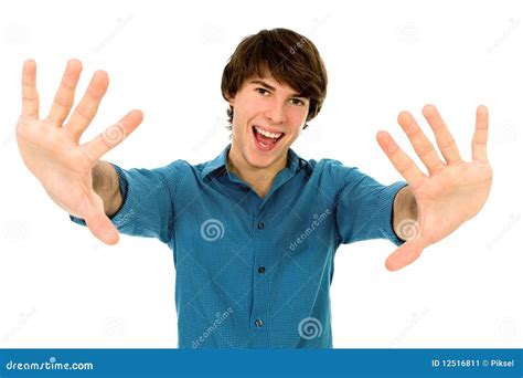 Young Man Gesturing Stock Image Image Of Enthusiasm 12516811