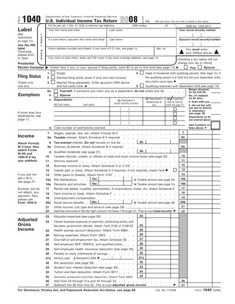 Sample 1040 Tax Form