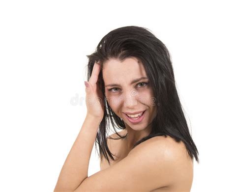 Portrait D une Jeune Femme Nue Avec De Longs Cheveux Image stock Image du émotion oeil