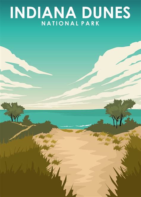 Indiana Dunes Travel Print Poster By Jorn Displate